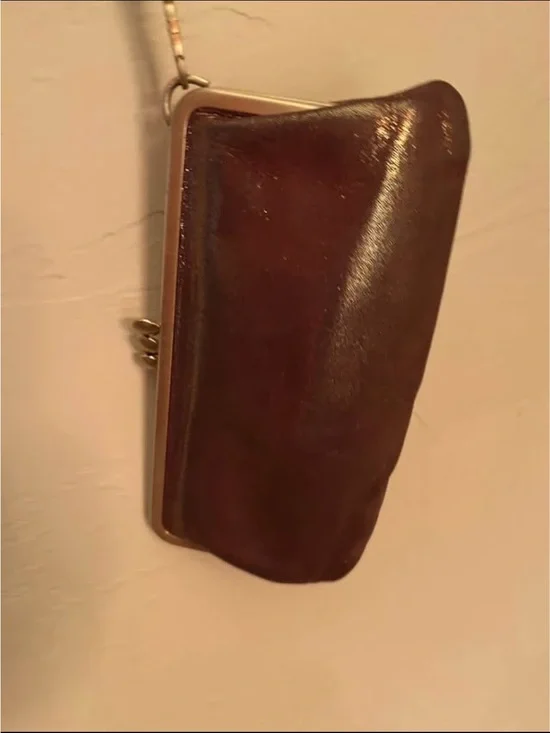 HOBO Brown Leather Clutch Wristlet with Brass Frame
