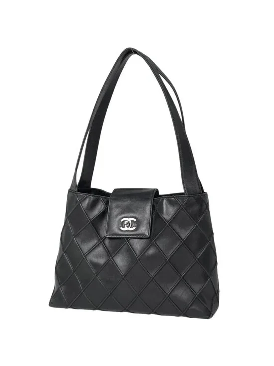 Chanel Tote CC Logo Cosmos Line Leather Black