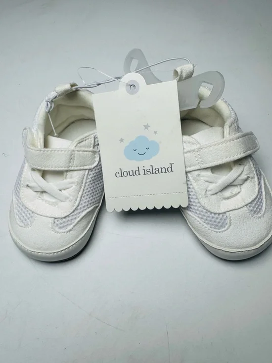 cloud island Cream and White Baby Sneakers with Hook-and-Loop Strap