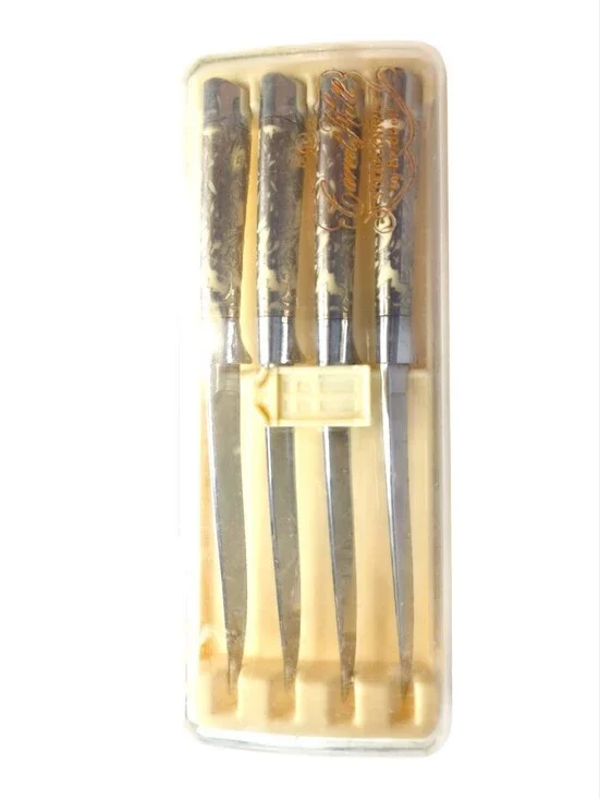Vtg Bridell Carvel Hall Steak Knives Original Plastic Presentation Case Set of 4
