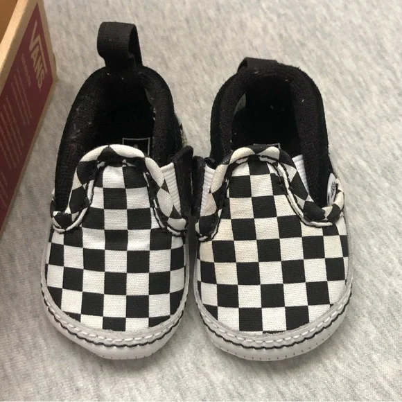 Vans Slip On V Crib Black True White Checkerboard Infant Shoes Size: 1.0