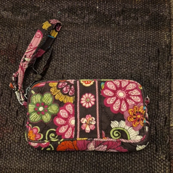 VERA BRADLEY zip Top Tech Case Mod Floral Pink Wristlet Mini Clutch Wallet