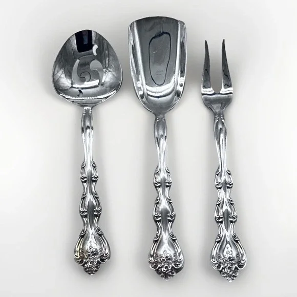 Vintage 1971 International Silver Plate Bonbon, Fork‎ & Slotted Spoon Interlude