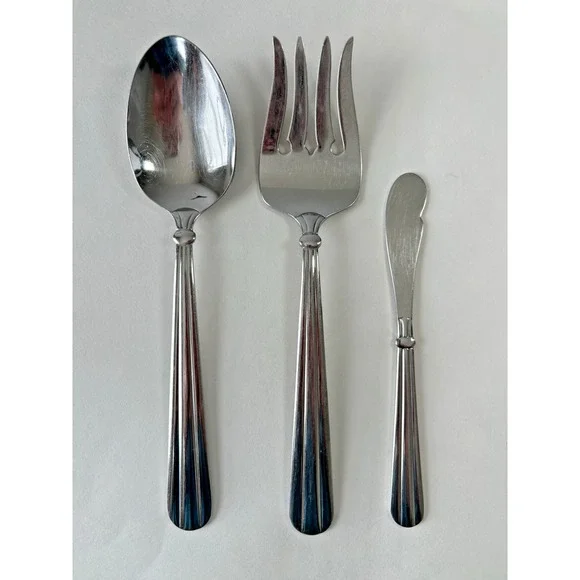 Oneida Stainless Steel UNITY 3 Piece Server Lot Serving‎ Spoon Fork Butter Knife
