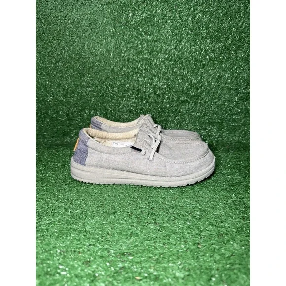 Hey Dude Wally Youth Kid Size 2Y Steel Grey Slip On Shoes Comfort Walking Loafer