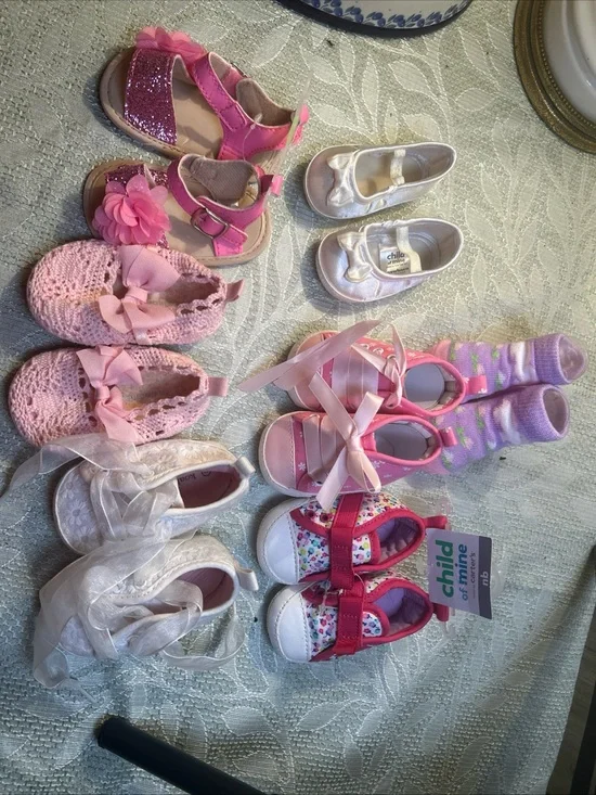 Child of Mine Pink Floral & Glitter Baby Sandals‎ newborn & 1