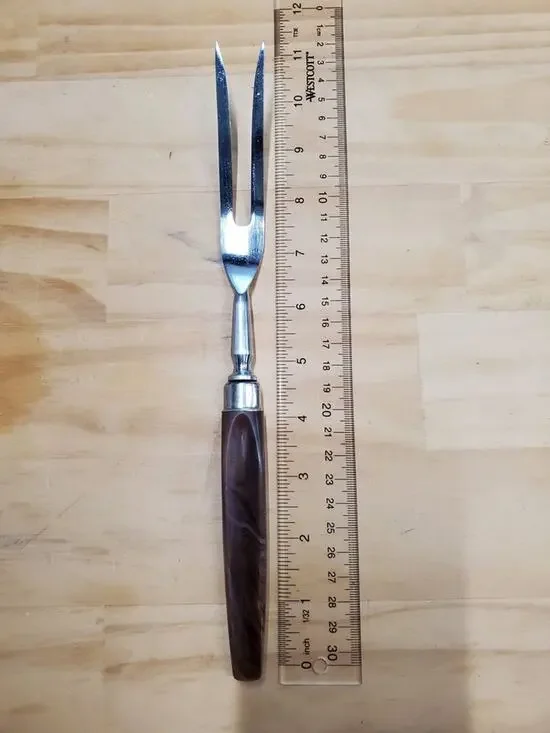 Vintage MCM Carving Fork Butterscotch Brown Bakelite Style Handle 11