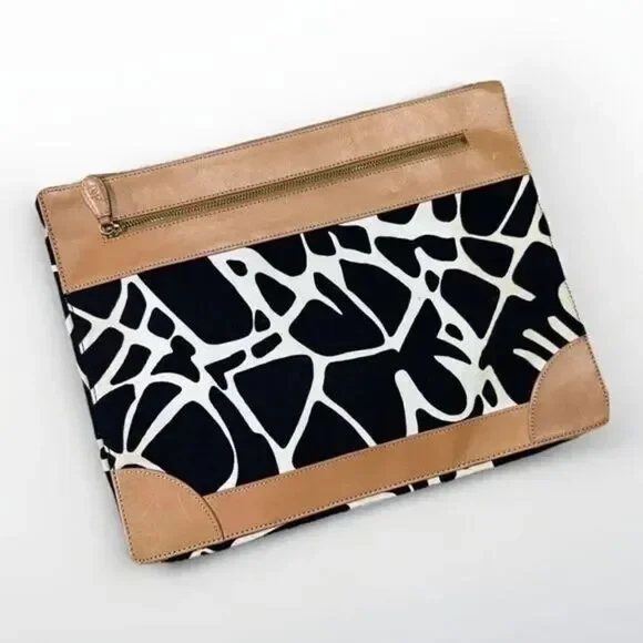 Diane Von Furstenberg Black and Tan Clutch