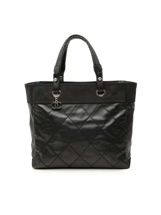 Chanel Paris Biarritz MM Tote Black Leather