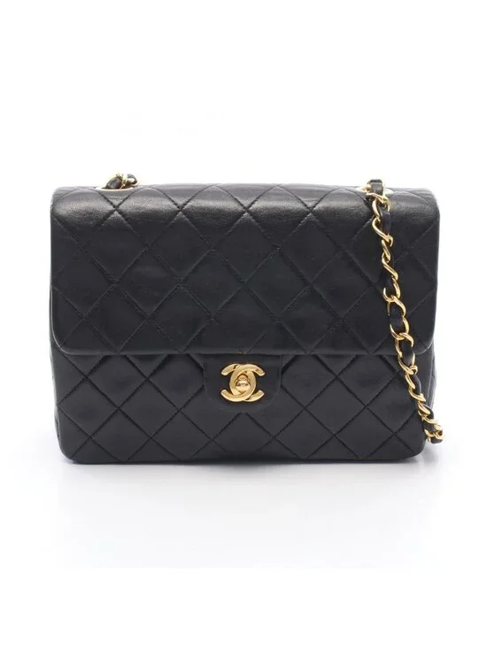 Chanel Shoulder Bag Mini Quilted 20 Black Lambskin Chain