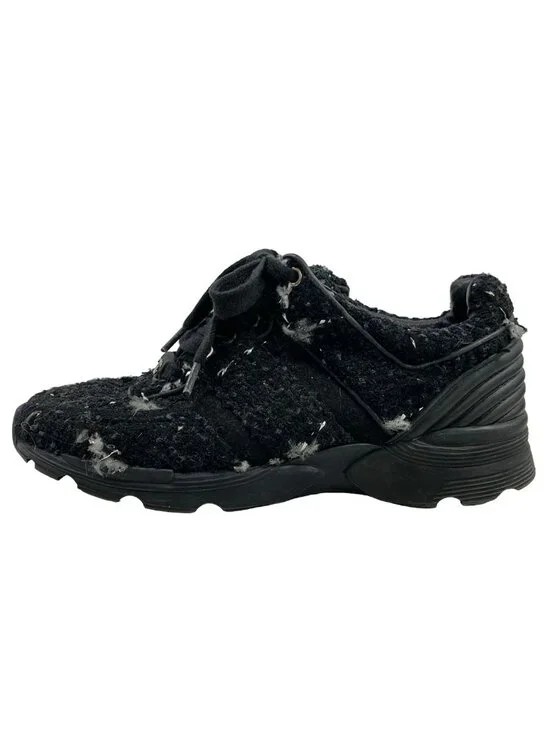 Chanel Sneakers 35 Black Gray CC Logo Leather