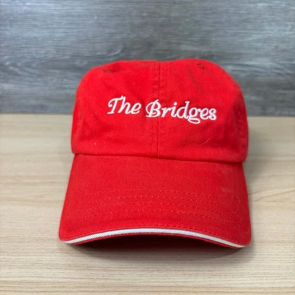 The Bridges Hat Cap Strap Back‎ Red Golf Winona Minnesota One Size Adjustable