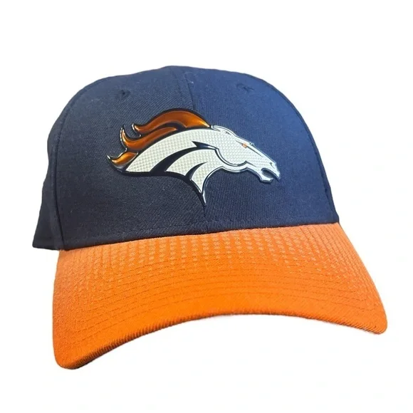 New Era 39Thirty Denver Broncos Stretch Fit Hat Blue Orange and‎ White Size S/M