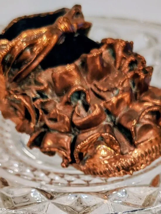 Vintage 1930-1940 Copper Plated Ruffled Baby Shoe