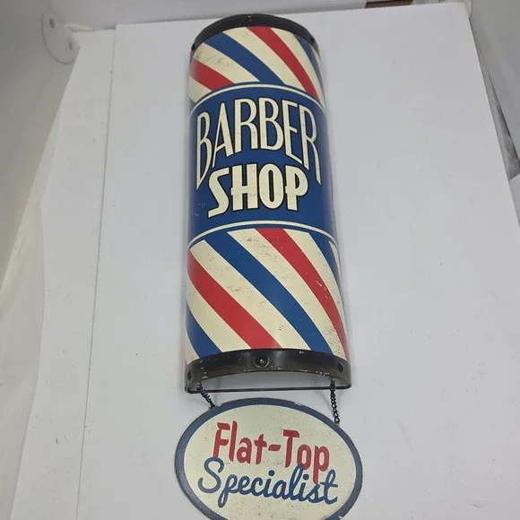 Open Road Brands Barber Shop Sign 3D Metal Barber Pole FlatTop Specialist Retro