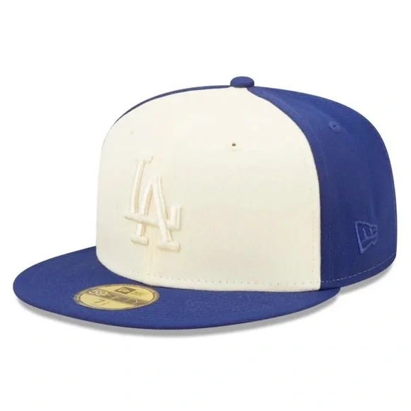 SZ 8 Los Angeles Dodgers New Era Tonal 2 Tone Blue/ Cream 59fifty Fitted Hat
