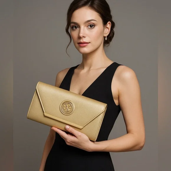 CXL by Christian Lacroix Glam Caviar Clutch – Gold