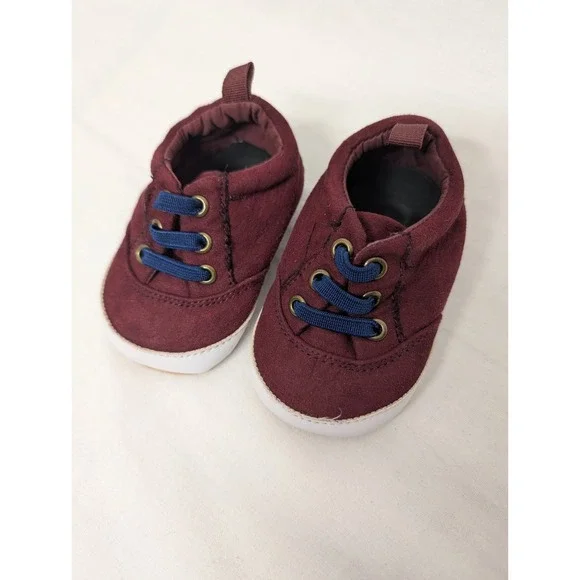 Old Navy Baby Infant Casual Sneaker Crib Shoes Burgundy 6-12 Months