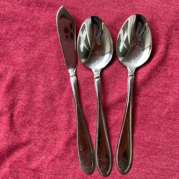 Cambridge Claridge Stainless Flatware 3pc Set 1 Butter Knife 2 Teaspoons Silver