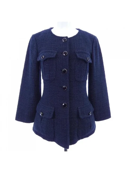 Chanel Collarless Jacket Navy
