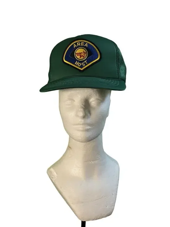 Vintage Area Host Trucker Hat Green Mesh SnapBack Patch Cap