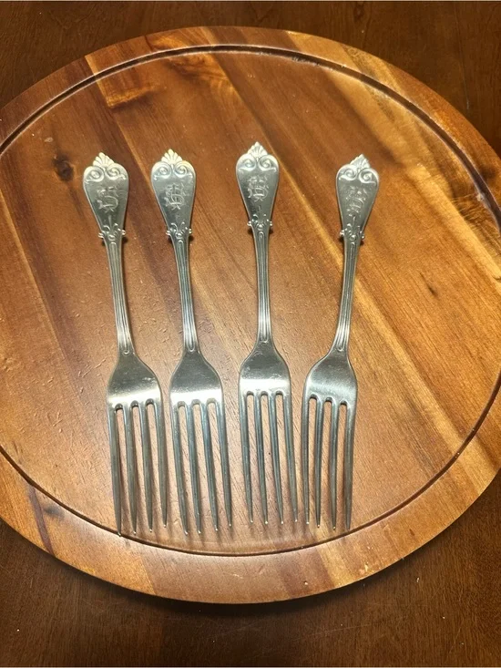 Vintage sterling, silver Tiffany and Company Wave Edge pattern forks