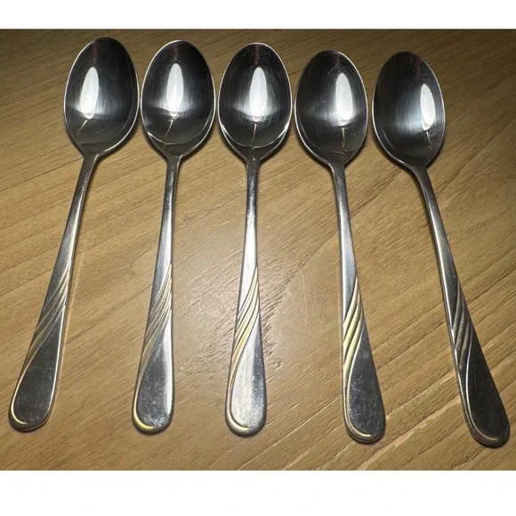 Rostfrei 18/8 Stainless Steel Spoons Gold Accent Trim 7.25