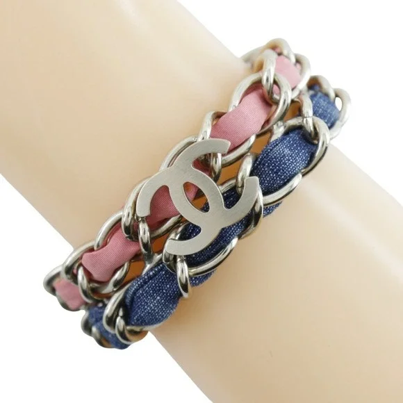 CHANEL Pink Logo Charm Bracelet