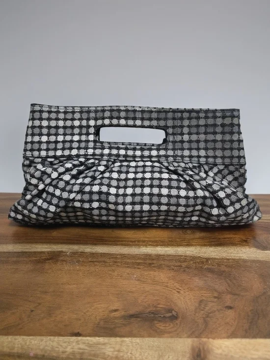Gracie Roberts Black and Silver Dot Pattern Clutch Bag