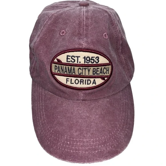 Panama City Beach Florida Established 1953 Ball Cap Burgundy Distressed