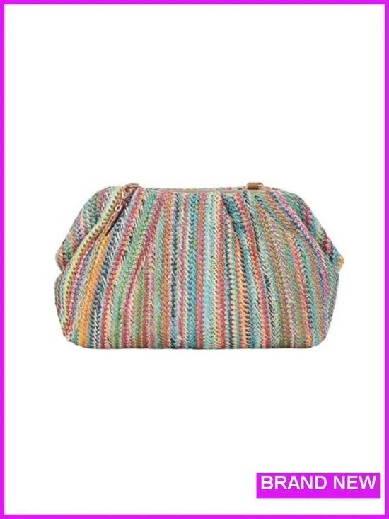 Woven Straw Clutch Purse Handbag Shoulder Crossbody Bag Summer Beach