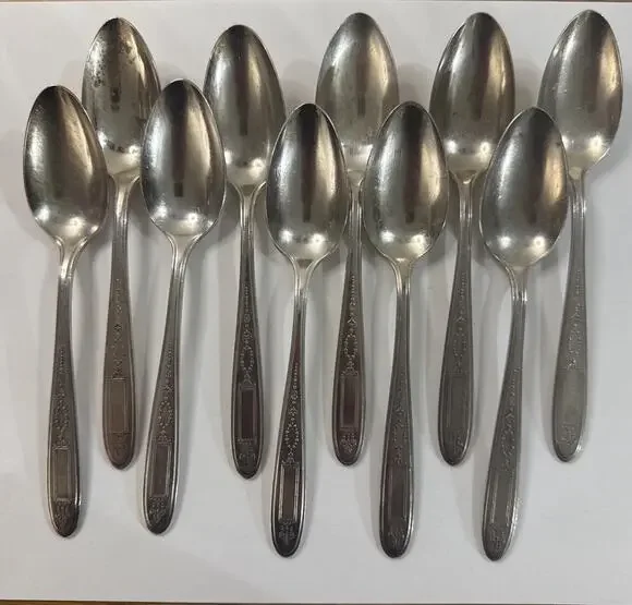 10 Vintage Oneida Community Plate Grosvenor Silverplate Teaspoons Art Deco