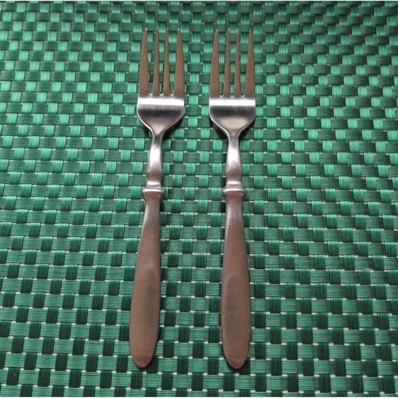 Cambridge TOWNHOUSE Salad Forks Set Lot of 2 SATIN Stainless Bistro Style VTG