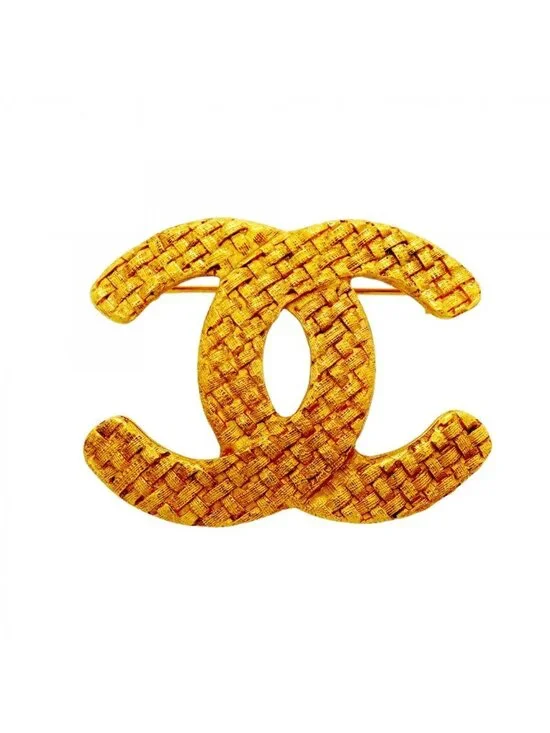 Chanel Brooch Vintage CC Logo Gold Plated