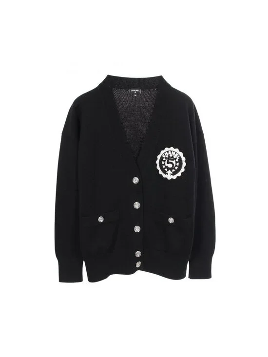 Chanel Cardigan CC Logo Button Patch Cashmere