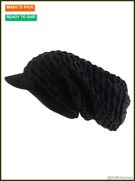 Cotton Oversize Long Beanie Visor Cap with Dreadlock Reggae Style