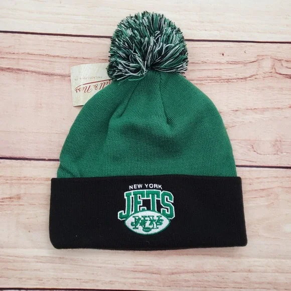 New York Jets Hat‎ Cap Beanie Mens One Size Green NFL Football Mitchell Ness