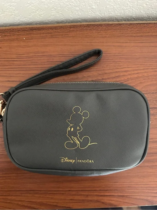 Pandora Black and Gold Mickey Wristlet Jewelry Pouch
