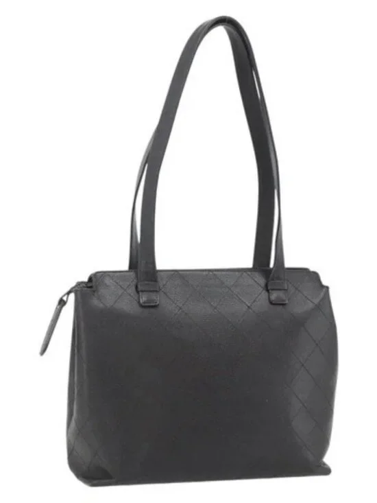 CHANEL Matelasse Tote Bag Grained Calf Skin Dark Brown Gold CC Auth 179241A