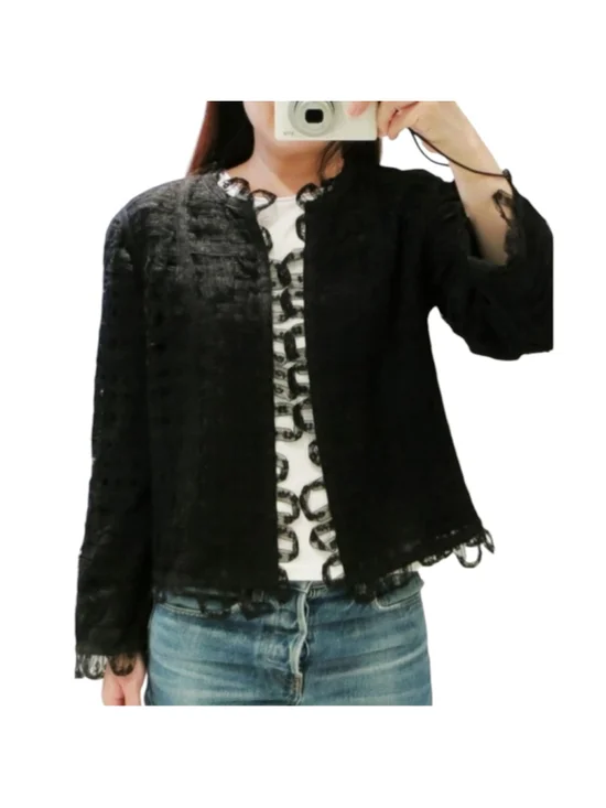 HP. Chanel Black Lace Detail Jacket