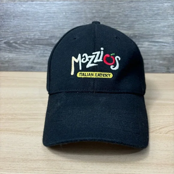 Mazzios Italian Eatery Hat Cap‎ Fitted L-XL Black Flexfit Baseball Cap