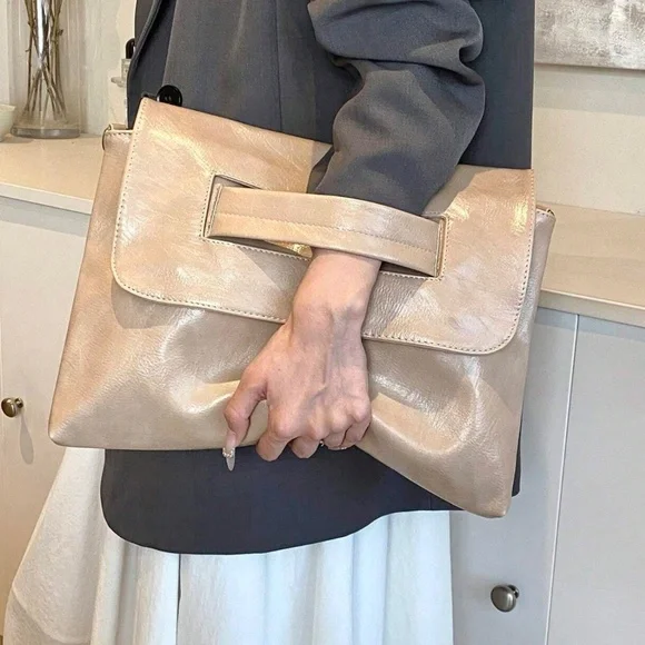Luxe Vegan Leather Clutch Shoulder Crossbody Bag