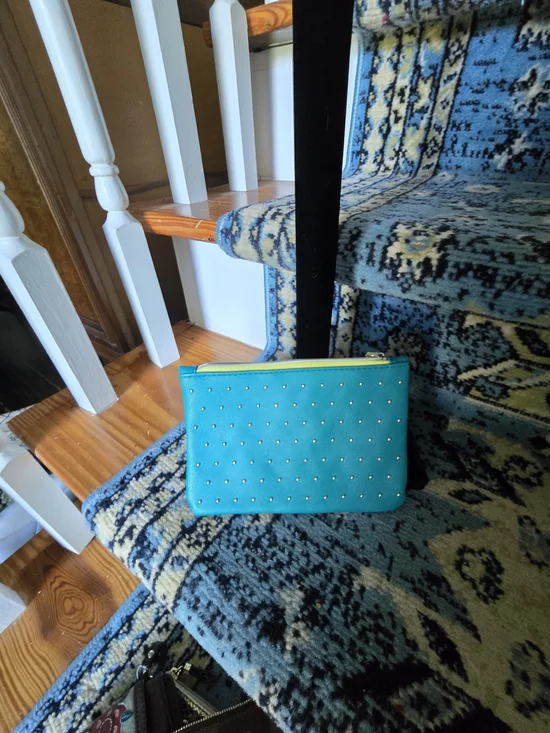 Ipsy Studded Turquoise Zip Pouch Clutch - Women Bags