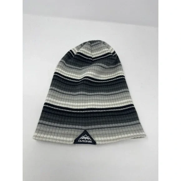 DAKINE Mens Grey‎ Black Striped Acrylic Beanie One Size