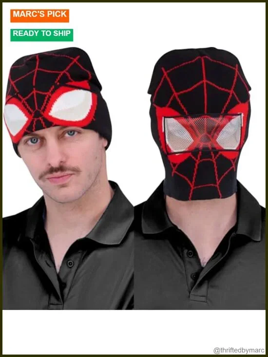 Marvel Spider-Man Miles Morales Roll Down Cuff Knitted Winter Beanie Skull Cap