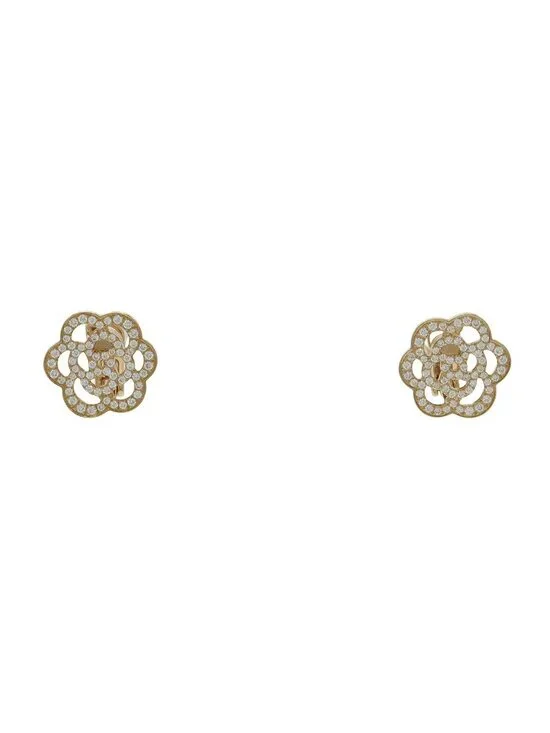 Chanel Camellia Earrings 18k Pink Gold Diamond