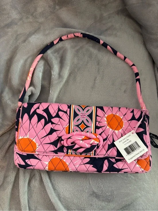 Knot Just a Clutch in Loves Me Vera Bradley Pink and Orange Quilted NWT