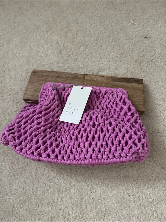 a new day Pink Crochet Clutch Wristlet
