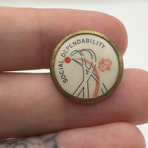 Vintage Girl Scouts Social Dependability Award Lapel Hat Pin