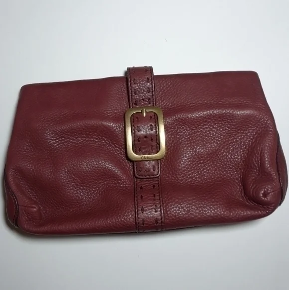 Cole Haan Stitched Magnetic Clutch Royal Berry Bag